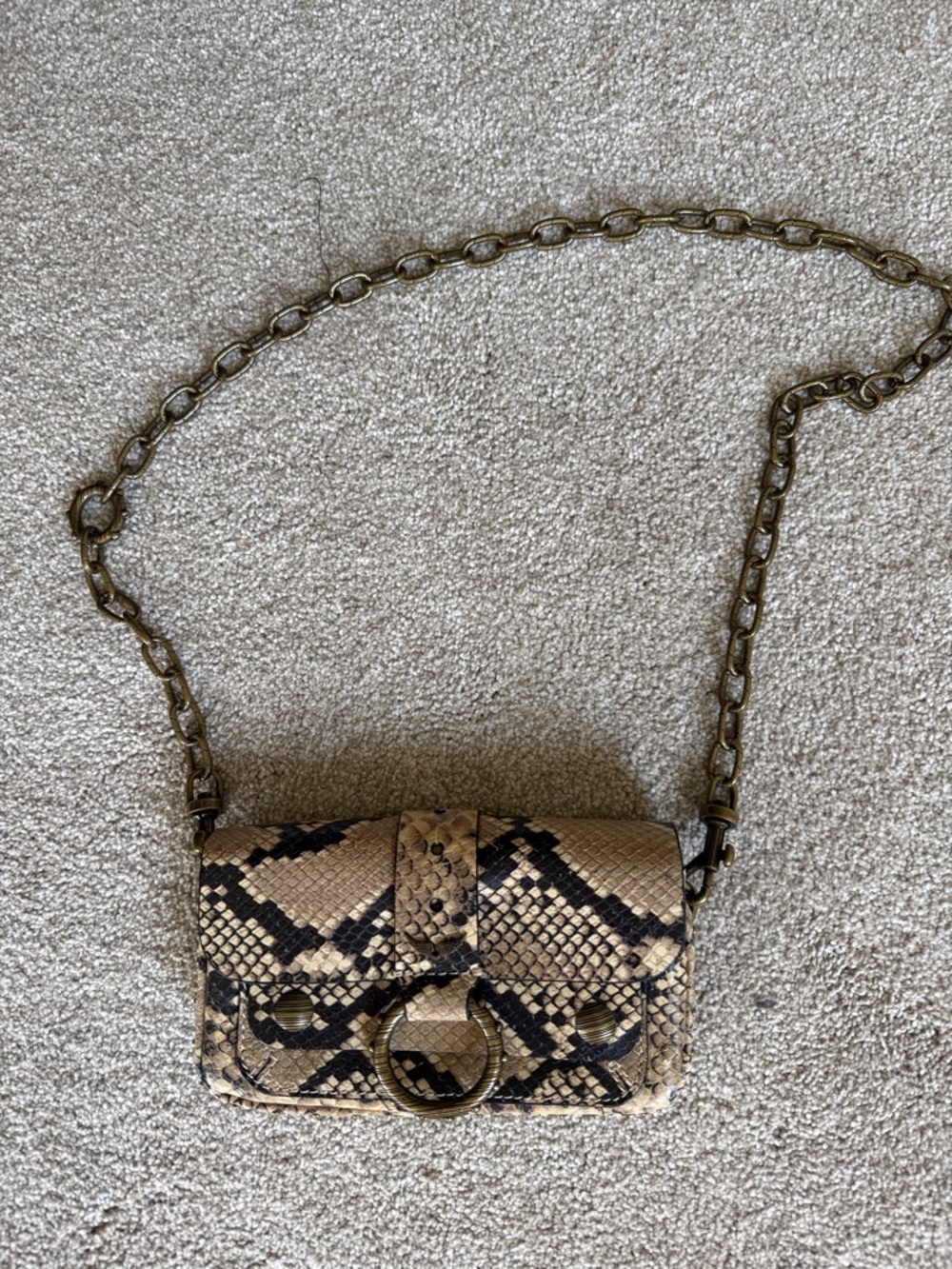 Kate Moss Zadig and Voltaire Snake-Print  Bag with Chain Strap - like new